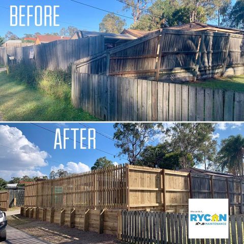Rycan Retaining and Earthworks-Timber-Fence-Retaining-Wall-Before-After
