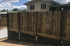 Rycan Retaining and Earthworks Treated Pine Timber Fence with Concrete Sleeper Retaining Wall